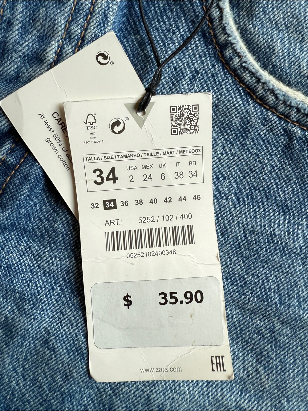 NWT ZARA Light Blue Frayed Hem Denim Shorts - Picture 4 of 4